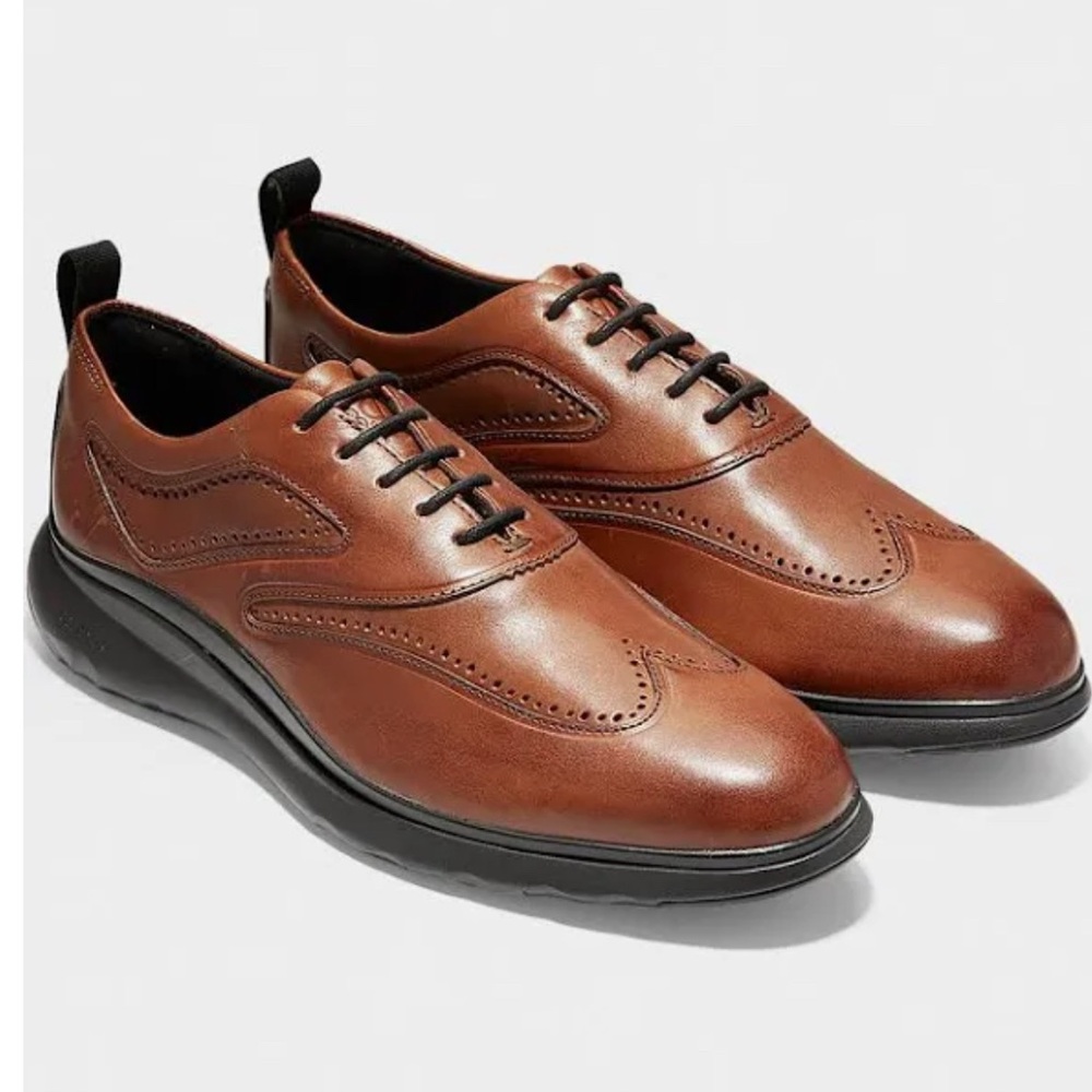 Cole Haan 3.ZERØGRAND Wingtip Oxford in men’s size 12 British Tan and Black